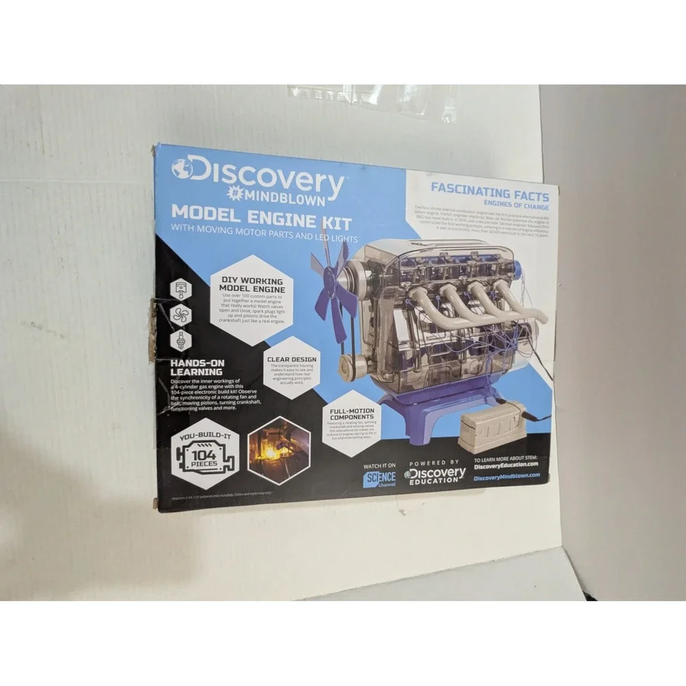 Discovery Mindblown Model Engine Kit DIY 4-Cylinder STEM Toy 104 Pieces 2018